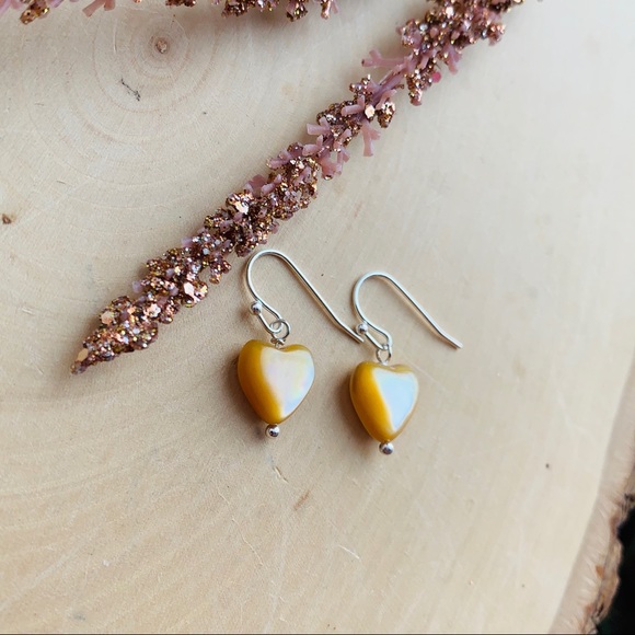 Mother Of Pearl Sterling Silver Heart Earrings - Picture 6 of 8